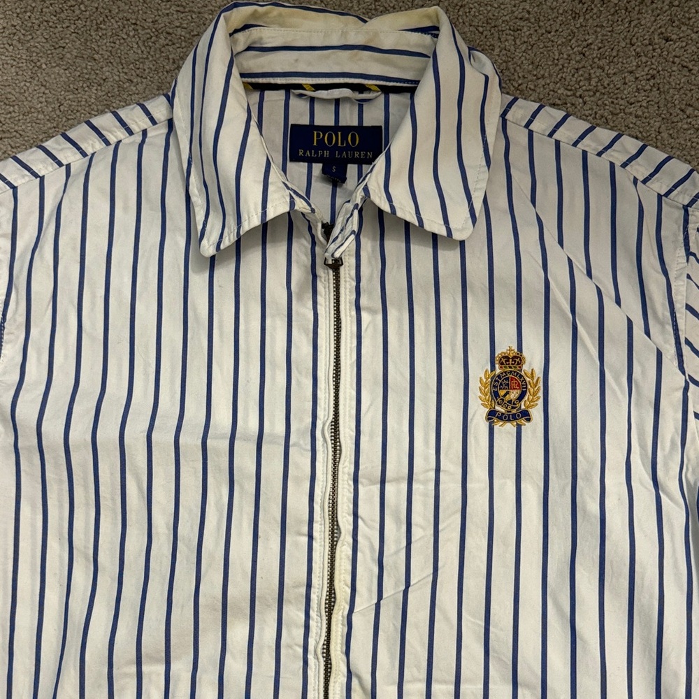 Polo by Ralph Lauren Men's White and Blue Striped Shirt